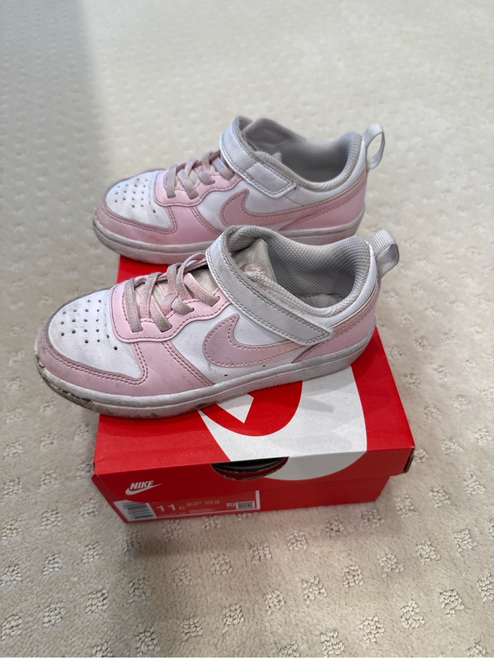 Nike Court Borough Low Recraft Kids White Pink Sneakers Size 11C - Picture 3 of 7